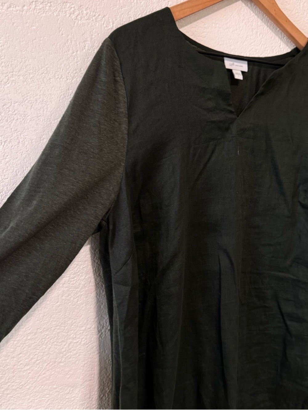 J Jill Love Linen Olive Green Tunic Top - Picture 2 of 7